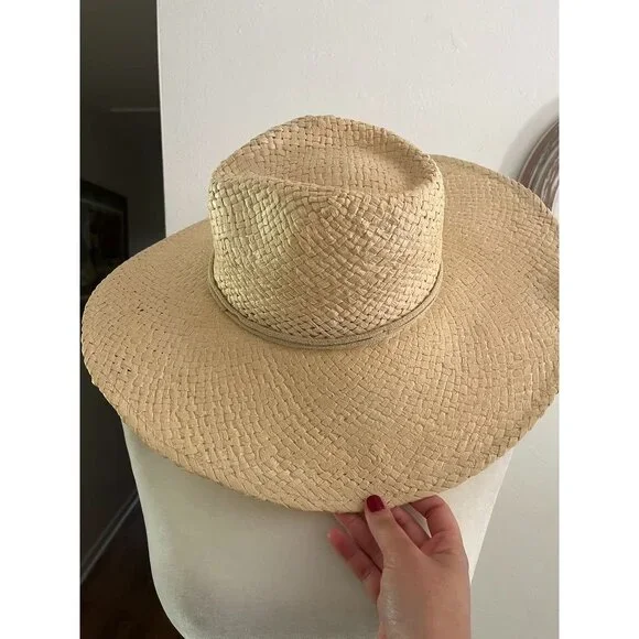 NWT Natural Straw Wide Brim Cowboy Hat By A.N.A. Dimensions 16" Diameter Lightwe - Picture 3 of 5